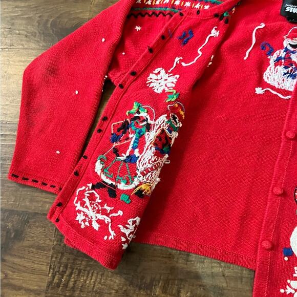Vintage Ugly Christmas Sweater Cardigan Large - Designers Originals Studio - Picture 7 of 11